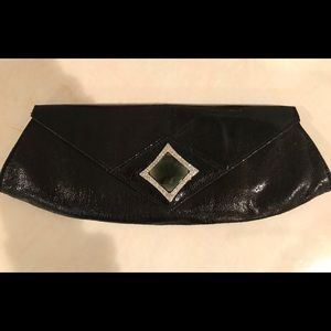 Vintage Black leather clutch with shoulder strap